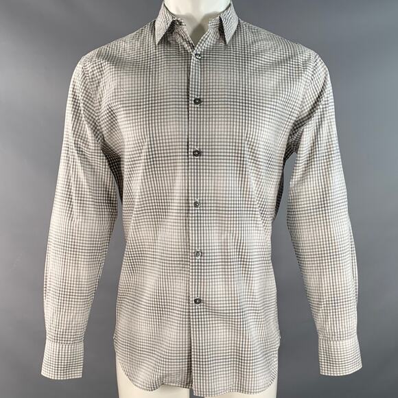 PS by PAUL SMITH Size S White Grey Checkered Cotton Long Sleeve Shirt - Picture 1 of 8